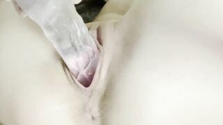 Perfectly beautiful and pink pussy is fucked to orgasm by a dildo