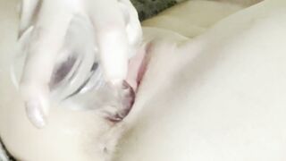 Perfectly beautiful and pink pussy is fucked to orgasm by a dildo