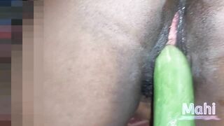 Tamil (Mahi) dogystyle masturbation with cucumber