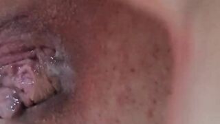 Masturbating after cumshot creampie pussy at midday