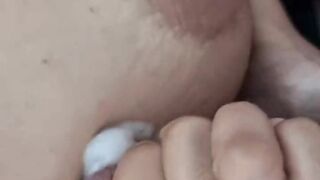 Handjob on tits