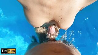 RISKY Quickie & Handjob in Public POOL Corner - Amateur TiraMisu