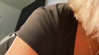 Hot blonde almost swallows every drop