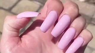 Talyns long light pink nails