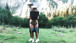 Big ass student fucked in the forest in standing doggystyle