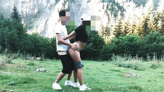 Big ass student fucked in the forest in standing doggystyle