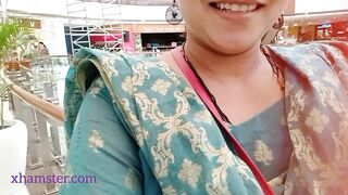 Sangeeta goes to mall unisex toilet and gets horny while pissing and farting (Telugu audio)