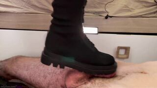 Black Combat Boots Cock Trample and Crush