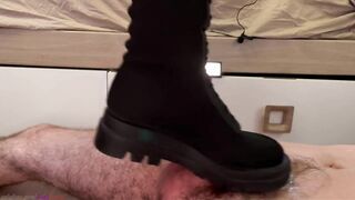 Black Combat Boots Cock Trample and Crush