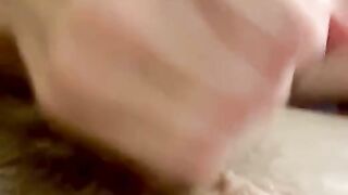 Hairy quicky with huge cum shot????