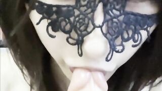 Mask Crossdressing with Dildo Swallow