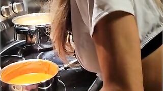 Kinky Russian Wife cooking