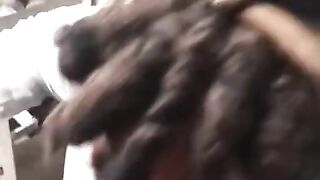 Sexy homebody ebony with locs sucks bbc in bathroom cumshot