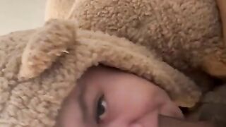 Baby bear swallowing dick