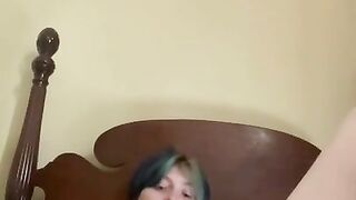 Petite slut Lily Mae plays with new toy