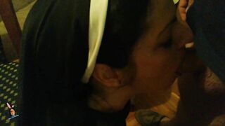 Cosplay Slutty Nun Worships Cock