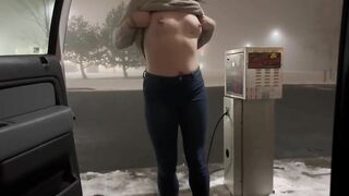 Desperate Milf Takes Huge Public Piss Behind Gas Station - Not Anna