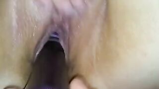 her pussy playing peekaboo with vibrator while i finger her asshole