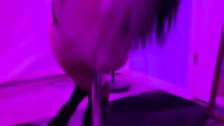 PussyJett sucks dildo on mirror horny after clubbing Funny pov PoleDance. Asian Part 3