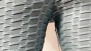 Slut in tik tok leggings can't hold her piss