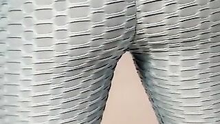 Slut in tik tok leggings can't hold her piss