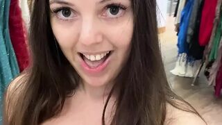 Naughty Solo Public MILF xLilyFlowersx Flashes Tits and Pussy While Trying on Clothes at Mall