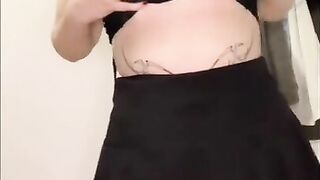 teen shows off her tits in Amane Misa's cosplay