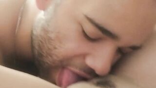 Eating her sweet latina pussy right after we shower, the giving her up close pussy fuck POV