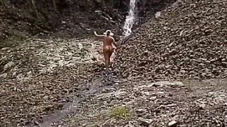 Devska loves playing in the waterfall