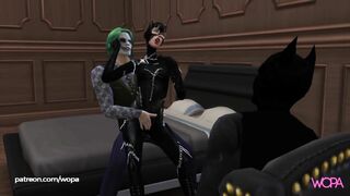 Batman Horn. Joker having sex with Catwoman in front of Batman