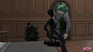 Batman Horn. Joker having sex with Catwoman in front of Batman