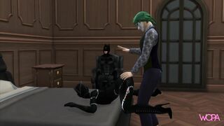 Batman Horn. Joker having sex with Catwoman in front of Batman