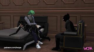 Batman Horn. Joker having sex with Catwoman in front of Batman