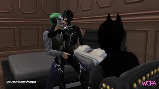 Batman Horn. Joker having sex with Catwoman in front of Batman