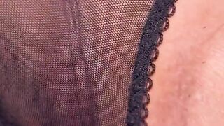 Masturbation in see through panties