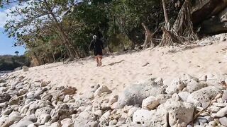 Risky sex in public public beach, blowjob in public