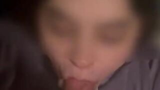 18 yr old Latina sucks dick till cum fills up her mouth