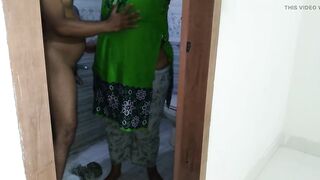 Saudi Arabia MILF Stepmom washing clothes in bathroom when stepson come and huge fuck her ass then cum out - family sex