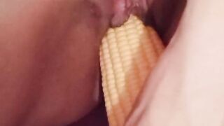 Corn sex toy enters My wet and hot vagina