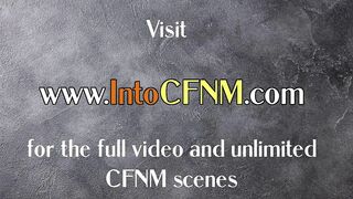 CFNM British femdoms tugging guy cock in group session