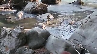 Outdoor Fun By The River With Sexy Brunet, Best Cum Views???? Is This Handjob Paradise? 4K