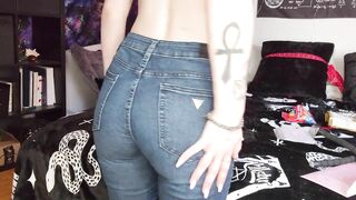 Being silly and showing off my ass in jeans for you to worship