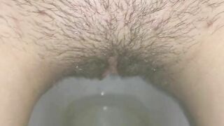 Russian mistress piss in your mouth, hairy pussy, close up pissing girl