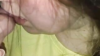 Homemade sexy milf makes a deep oral sex at home and gets a load of cum in her mouth.