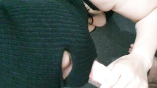 Tinder date ends with deepthroat and mouth fuck | Masked Step Mom swallowing cum