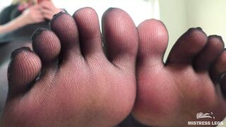 Goddess Foot Tease In Black Pantyhose With Tasty Separate Toes