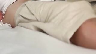 Moaning hotel maid with perfect round ass caught me jerking off & help riding my cock to orgasm