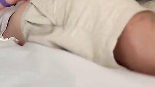 Moaning hotel maid with perfect round ass caught me jerking off & help riding my cock to orgasm