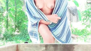 18+ Collage girl outdoor bath fun 2023