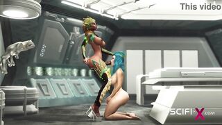 A hot horny girl gets fucked by 3d dickgirl in a spaceship